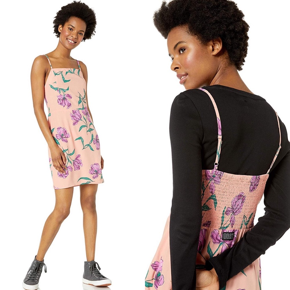 { Obey } Peach Multi Sunset Spring Break Dress NWT